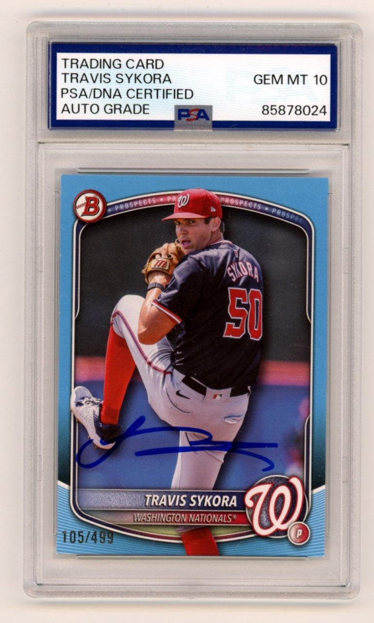 Travis Sykora 2025 Bowman Light Blue Border Signed Auto RC /499 PSA 10 Auto