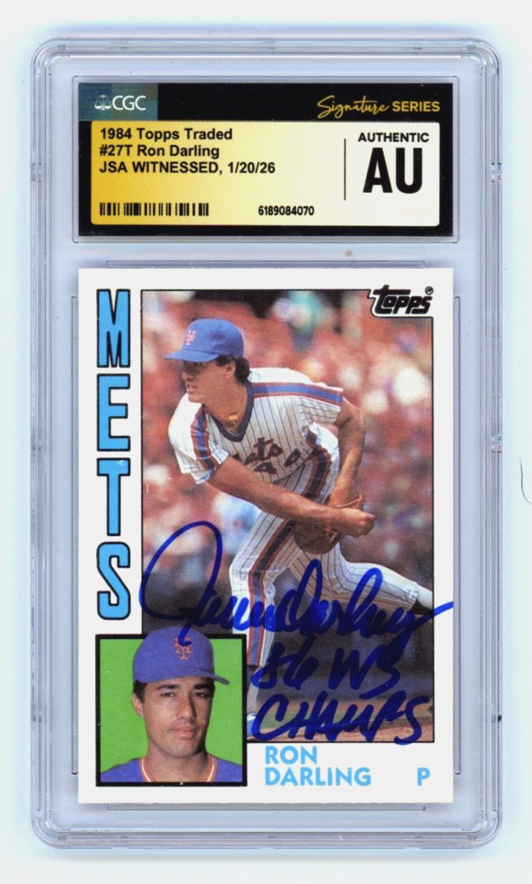 Ron Darling 1984 Topps Traded 27T Rookie RC w/ 86 WSC Signed JSA CGC Auth Auto