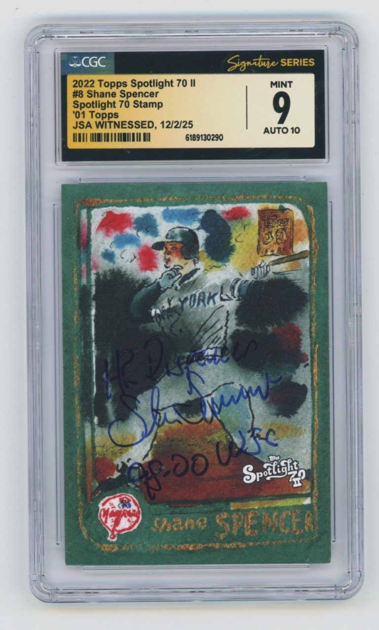 Shane Spencer 2022 Topps Spotlight 70 Stamp #32/70 Insc Signed JSA CGC 9 10 Auto