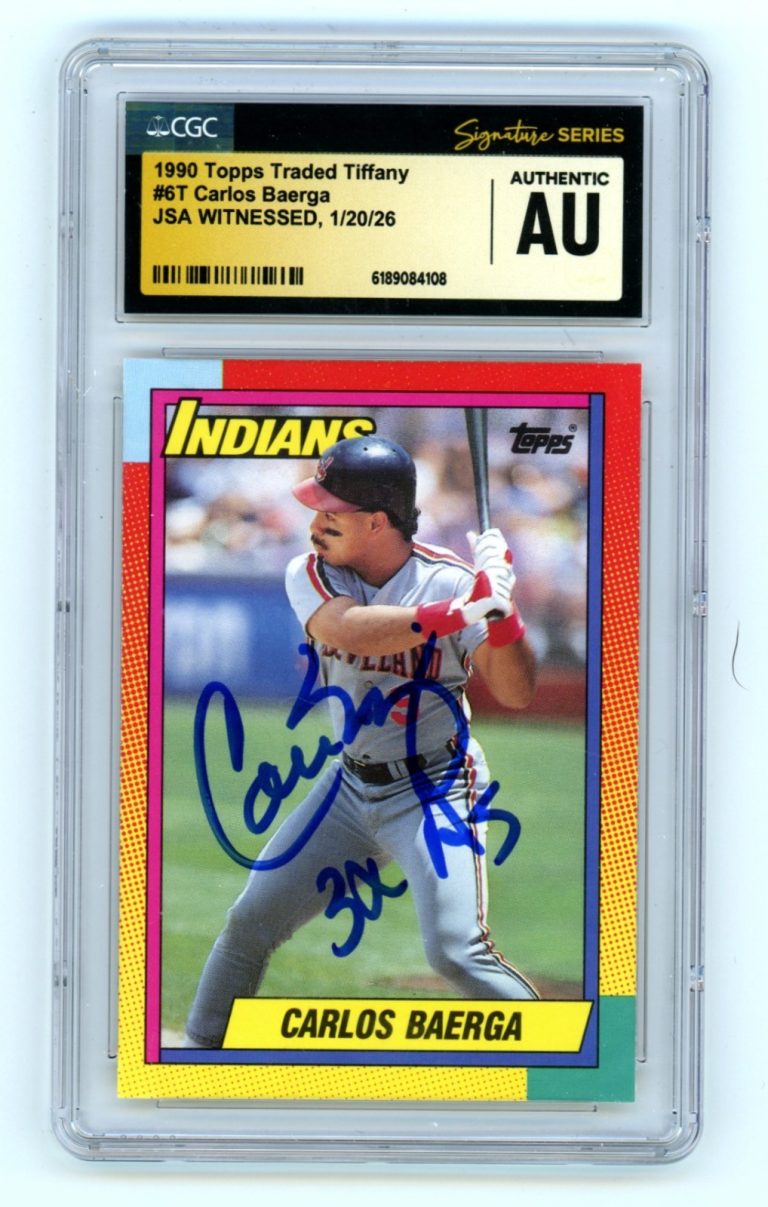 Carlos Baerga 1990 Topps Traded Tiffany RC w/ 3 AS Signed JSA CGC Auth Auto