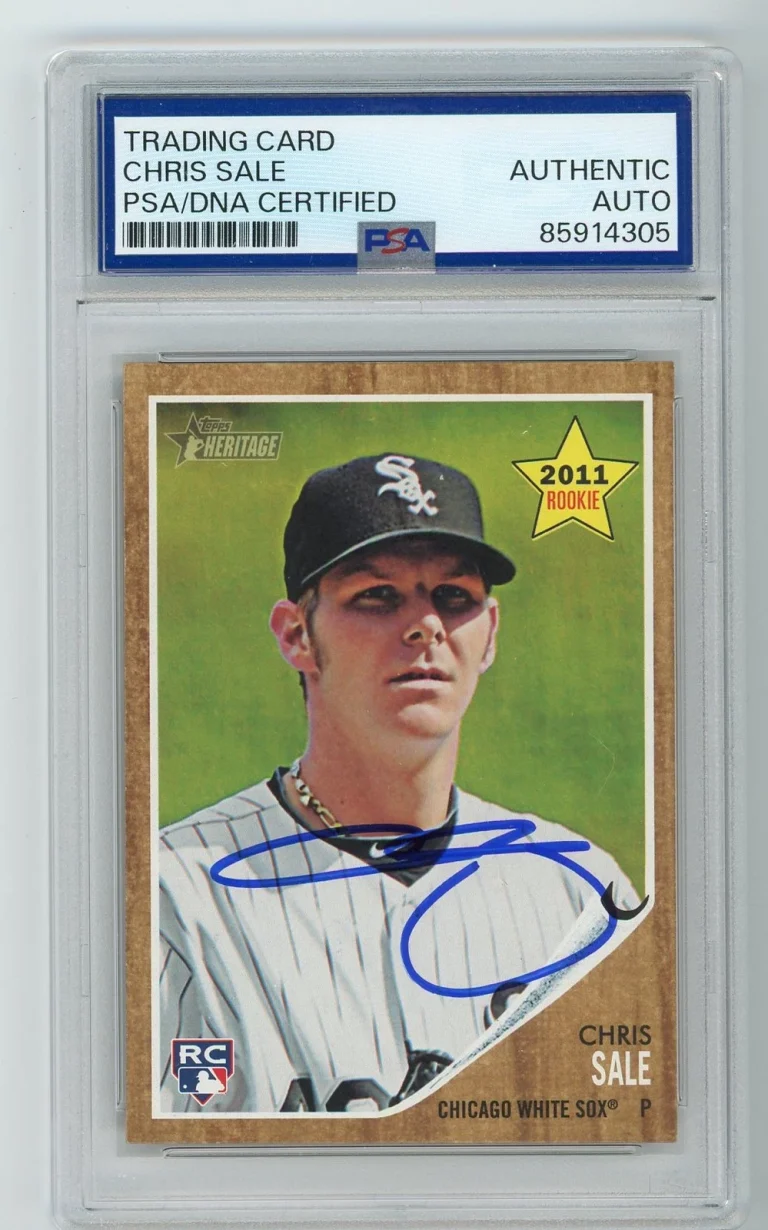 Signed Baseball Card Auto Chris Sale 2011 Topps Heritage #214 White Sox PSA/DNA