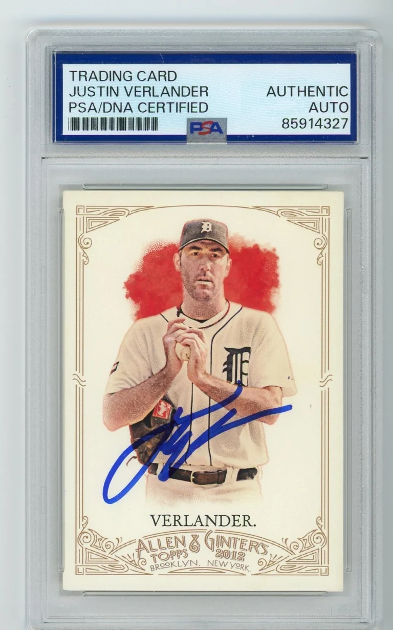 Signed Baseball Card Auto Justin Verlander 2012 Topps Allen Ginter #262 PSA/DNA