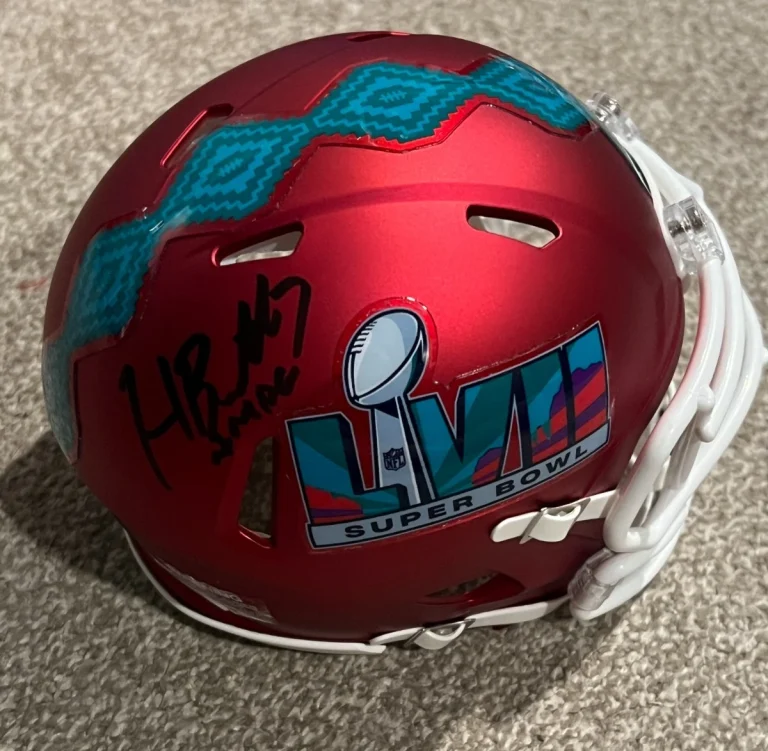 HARRISON BUTKER SIGNED FOOTBALL MINI HELMET AUTO CHIEFS SUPER BOWL 57 JSA COA
