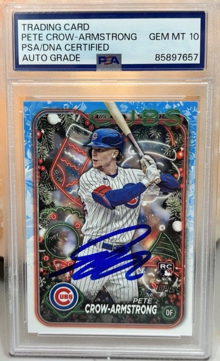 2024 Topps Holiday Pete Crow Armstrong Auto PSA 10 Chicago Cubs Signed Card