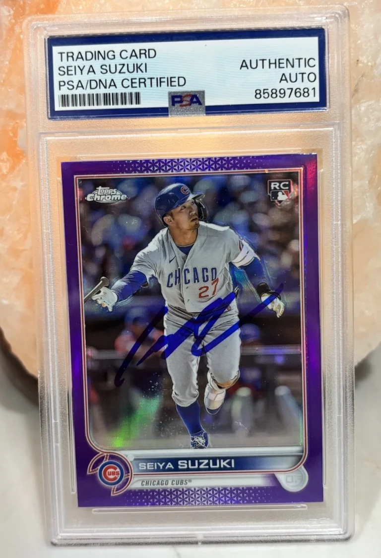 2022 Topps Chrome Update Seiya Suzuki Purple Auto PSA Authentic Signed Card Cubs