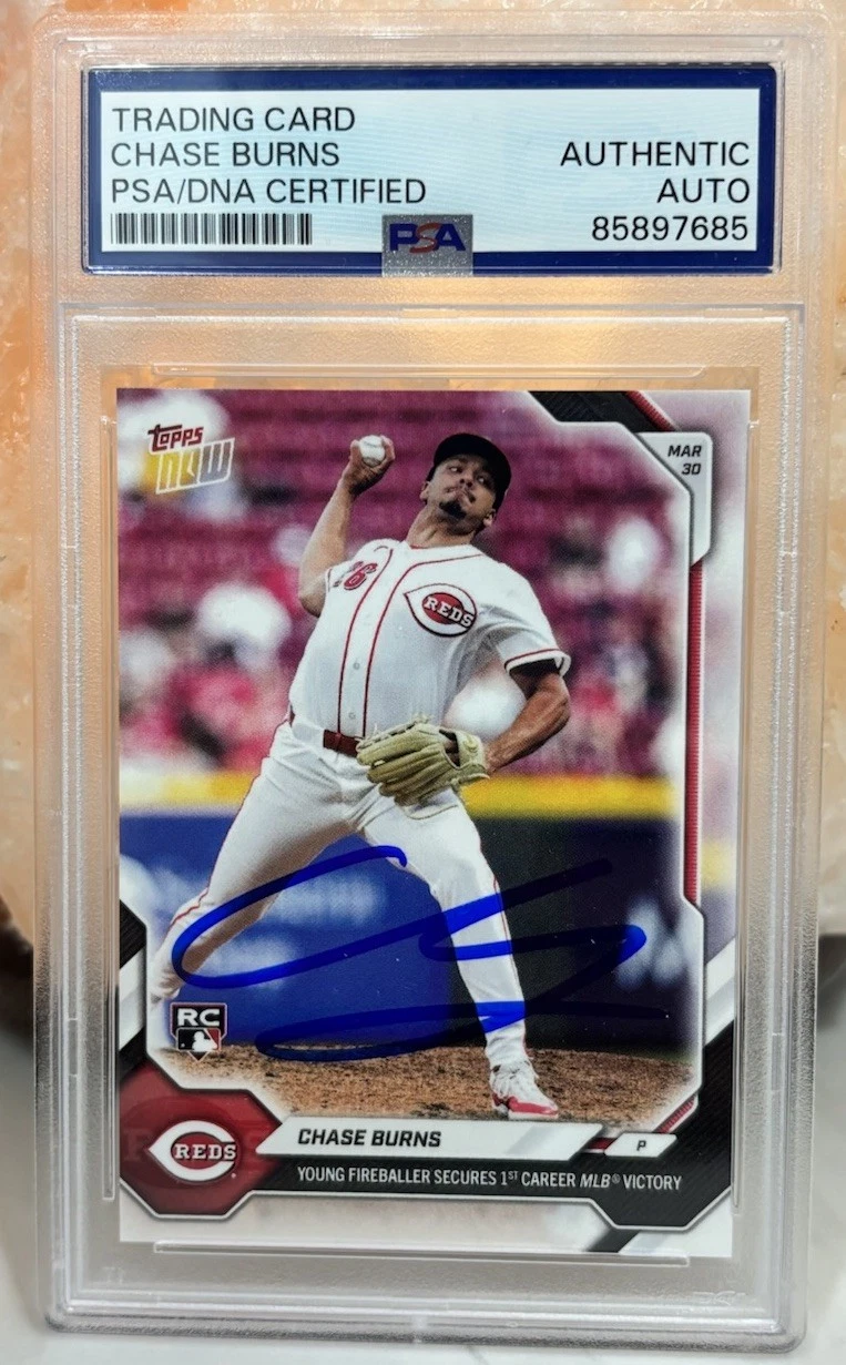 2026 Topps Now Chase Burns 26 Auto PSA Authentic Signed Card Cincinnati Reds