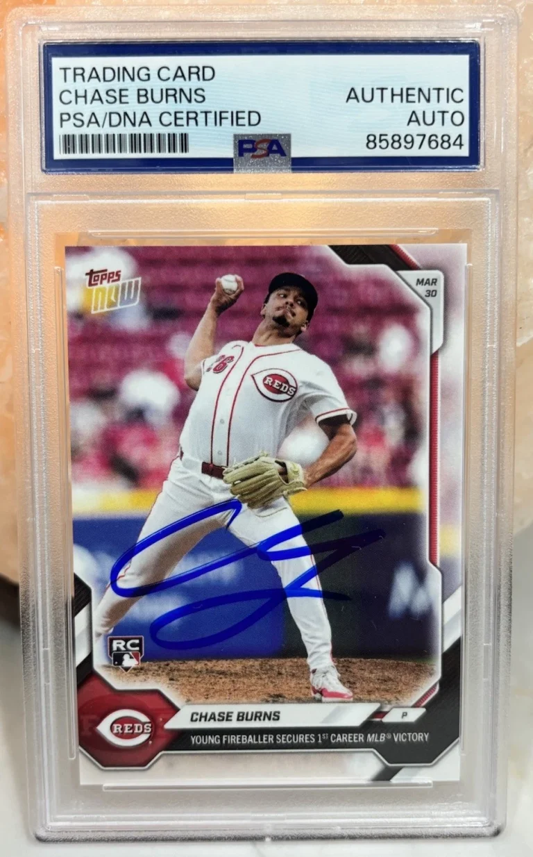 2026 Topps Now Chase Burns 26 Auto PSA Authentic Signed Card Cincinnati Reds
