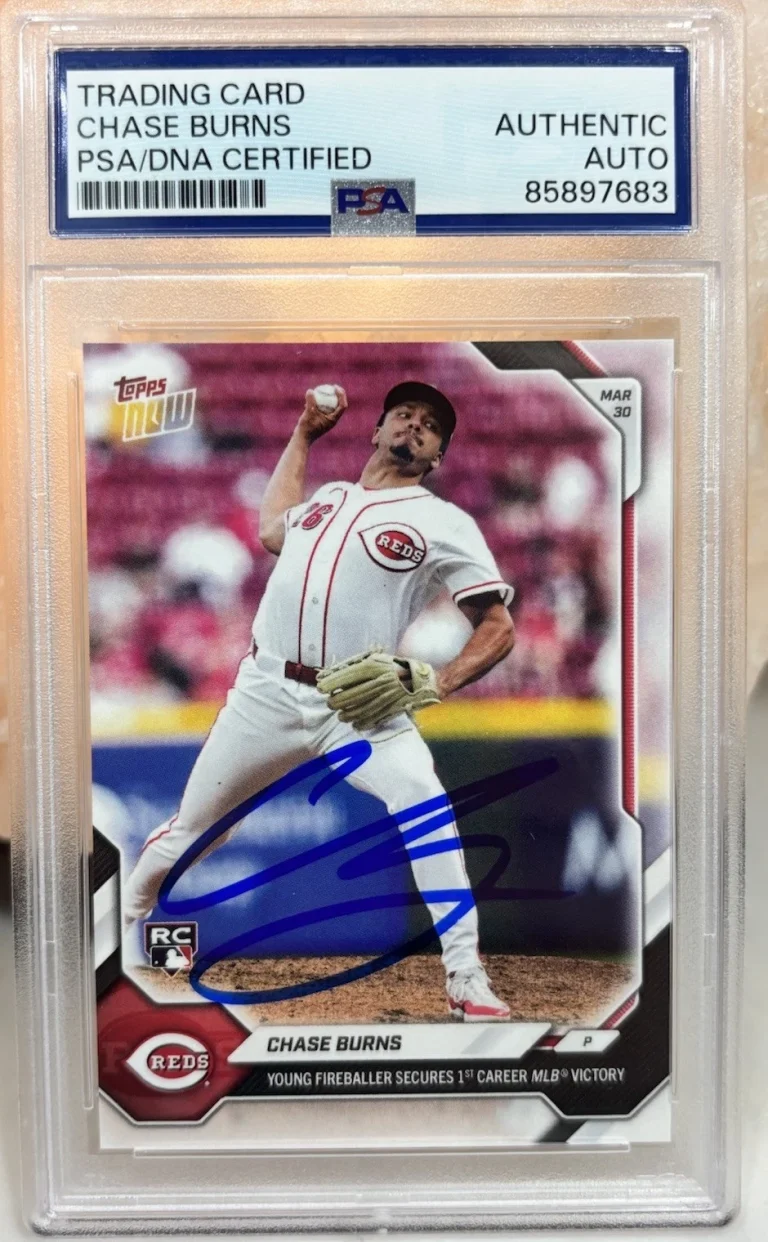 2026 Topps Now Chase Burns 26 Auto PSA Authentic Signed Card Cincinnati Reds
