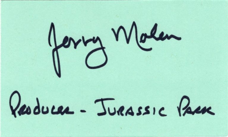 Jerry Molen Jurassic Park Schindler's List Rain Man Producer Signed Autograph
