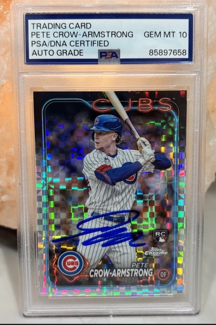 2024 Topps Chrome Pete Crow Armstrong Prism Refractor Auto PSA 10 Cubs Signed