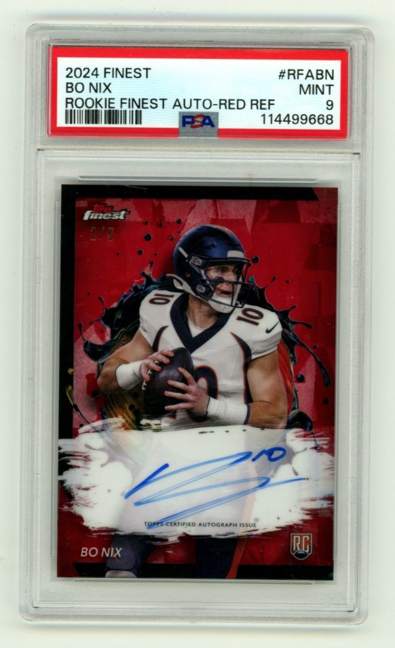 Bo Nix 2024 Topps Finest Rookie Auto Red Refractor #2/5 RC PSA 9 Broncos POP 1