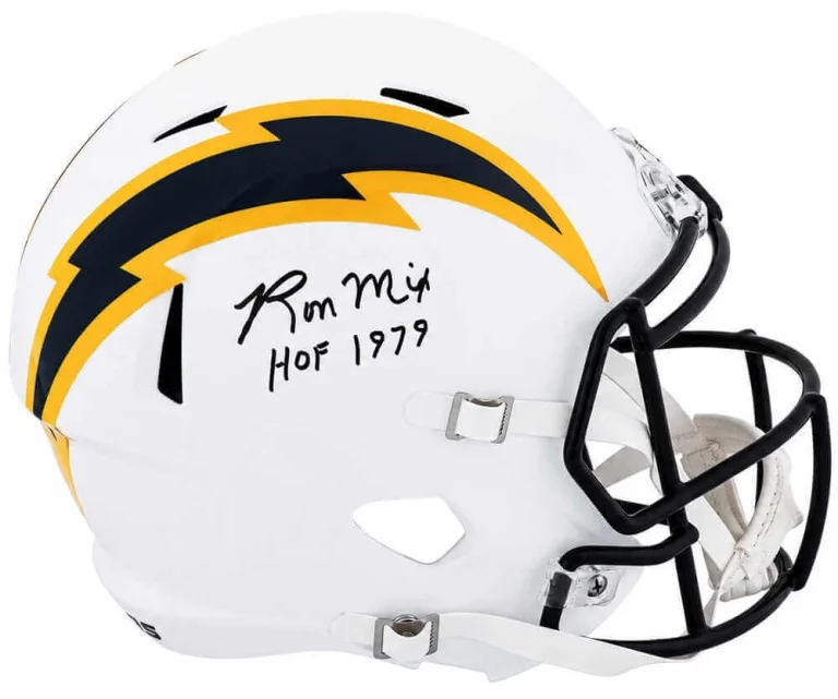 Ron Mix Signed Chargers Color Rush Navy F/S Replica Helmet w/HOF'79 - (SS COA)