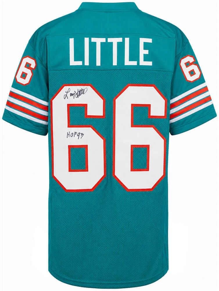Larry Little Signed Teal T/B Custom Football Jersey w/HOF'93 - (SCHWARTZ COA)