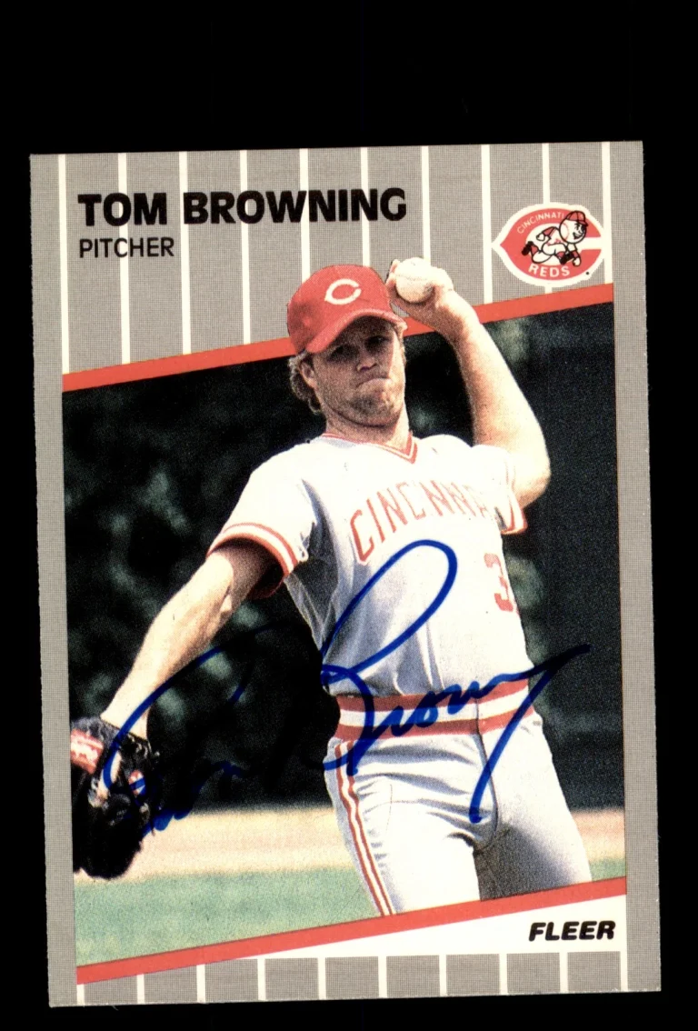 Signed Baseball Card Auto Tom Browning 1989 Fleer #153 Cincinnati Reds