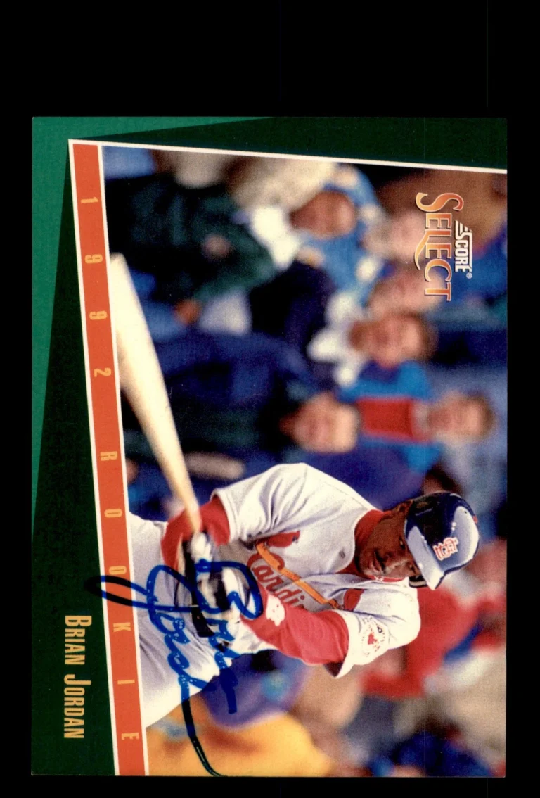 Signed Baseball Card Auto Brian Jordan 1993 Select #280 St. Louis Cardinals
