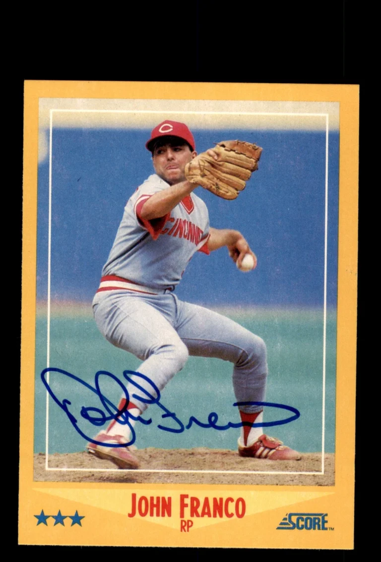 Signed Baseball Card Auto John Franco 1988 Score #535 Cincinnati Reds