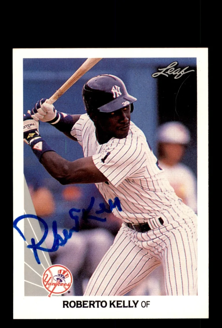 Signed Baseball Card Auto Roberto Kelly 1990 Leaf #17 New York Yankees