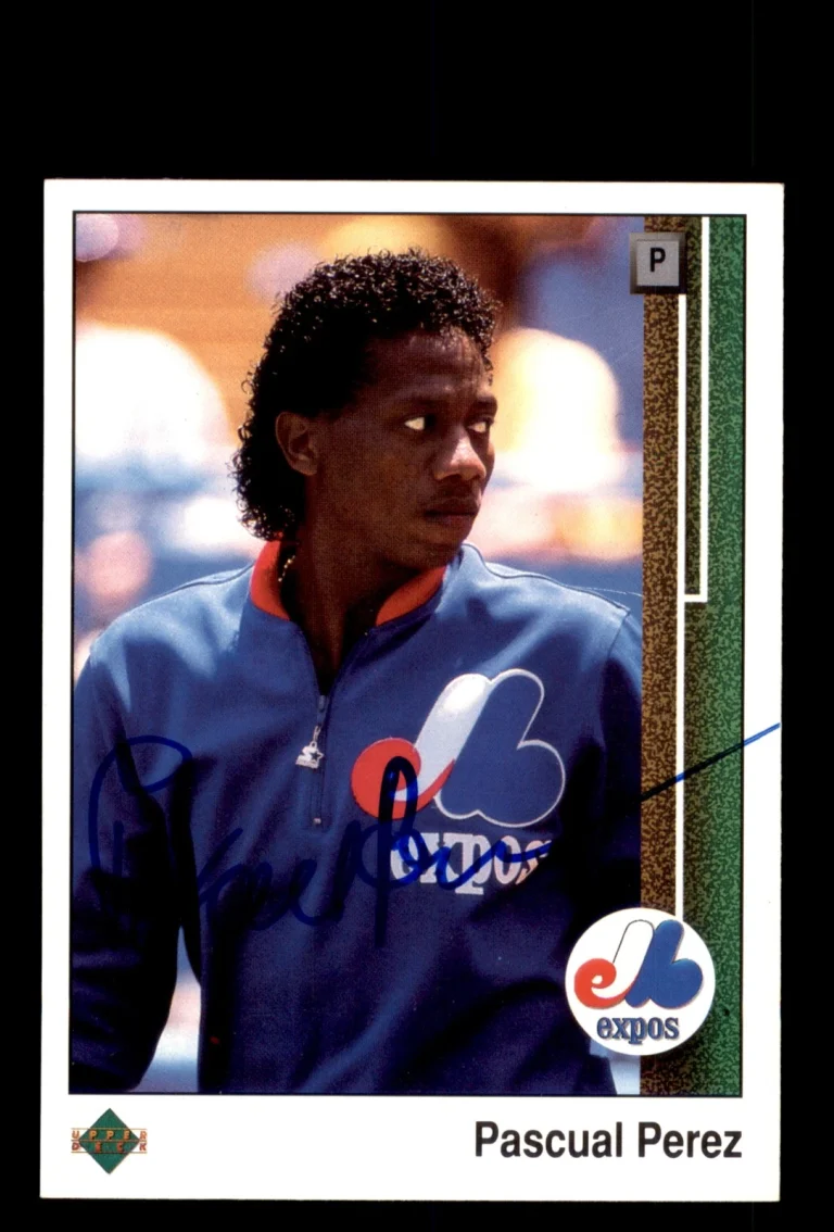 Signed Baseball Card Auto Pascual Perez 1989 Upper Deck #498 Montreal Expos