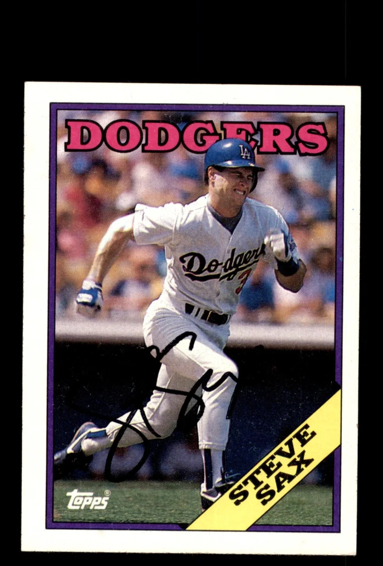 Signed Baseball Card Auto Steve Sax 1988 Topps #305 Los Angeles Dodgers