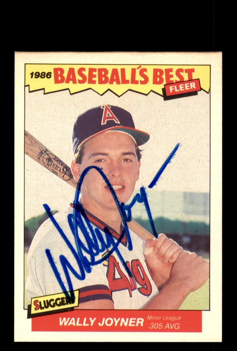 Signed Baseball Card Auto Wally Joyner 1986 Fleer Baseball's Best Sluggers #19