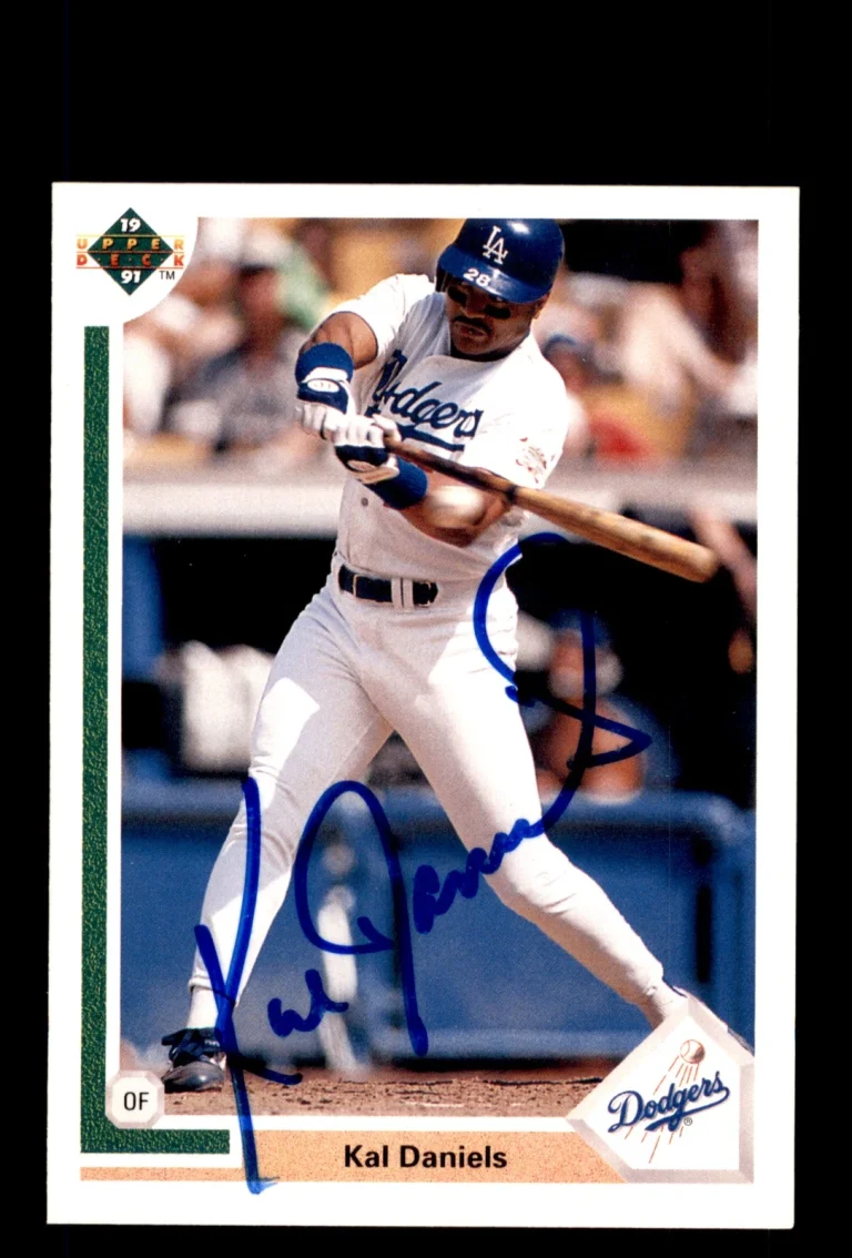 Signed Baseball Card Auto Kal Daniels 1991 Upper Deck #166 Los Angeles Dodgers