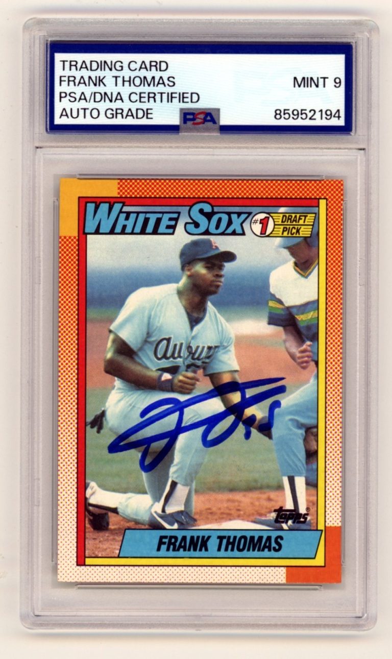 Frank Thomas 1990 Topps #414 Rookie RC Signed PSA 9 Auto White Sox HOF 2014