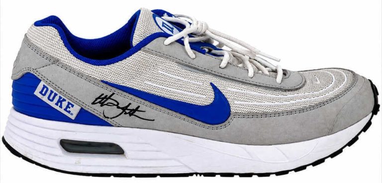 Christian Laettner Signed Duke Nike Air Max Blue & Grey Shoe (Right Foot) SS COA