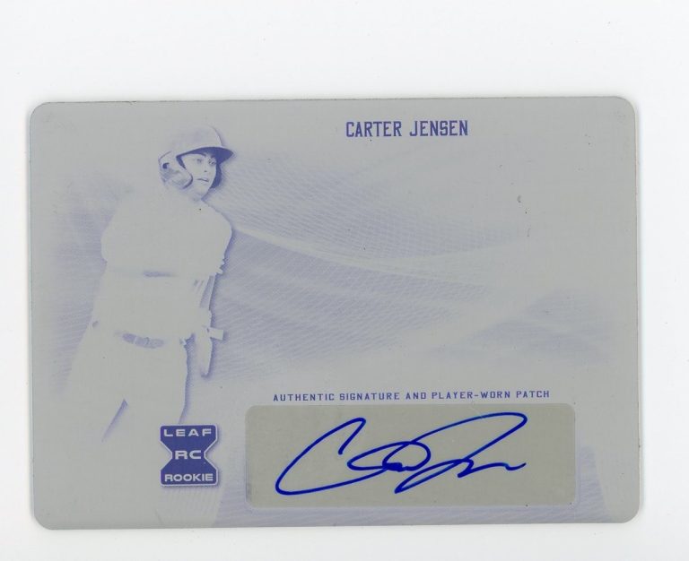 2021 LEAF TRINITY CARTER JENSEN PRINTING PLATE AUTO BASEBALL CARD ROYALS 1/1