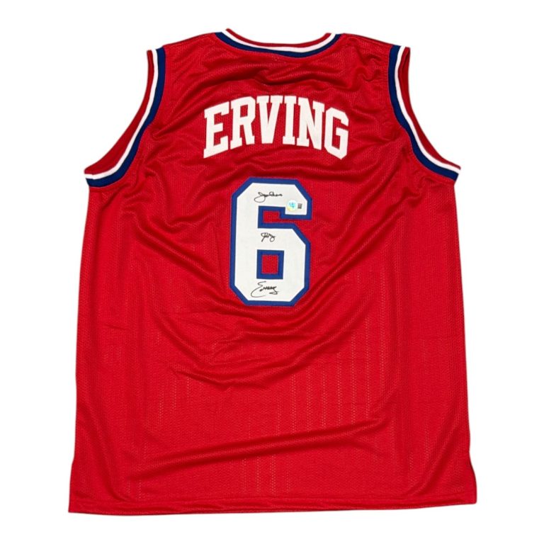 Julius Dr J Erving Signed Philadelphia 76ers Custom Jersey Beckett Wit BAS COA