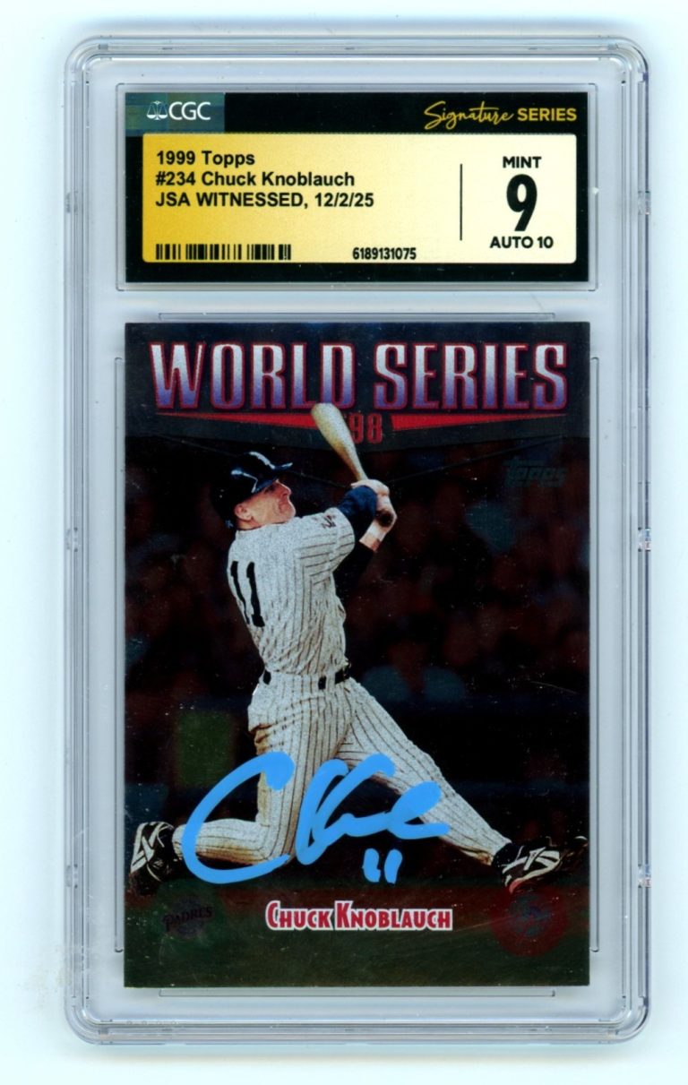 Chuck Knoblauch 1999 Topps #234 98 World Series Signed JSA CGC 9 10 Auto Yankees