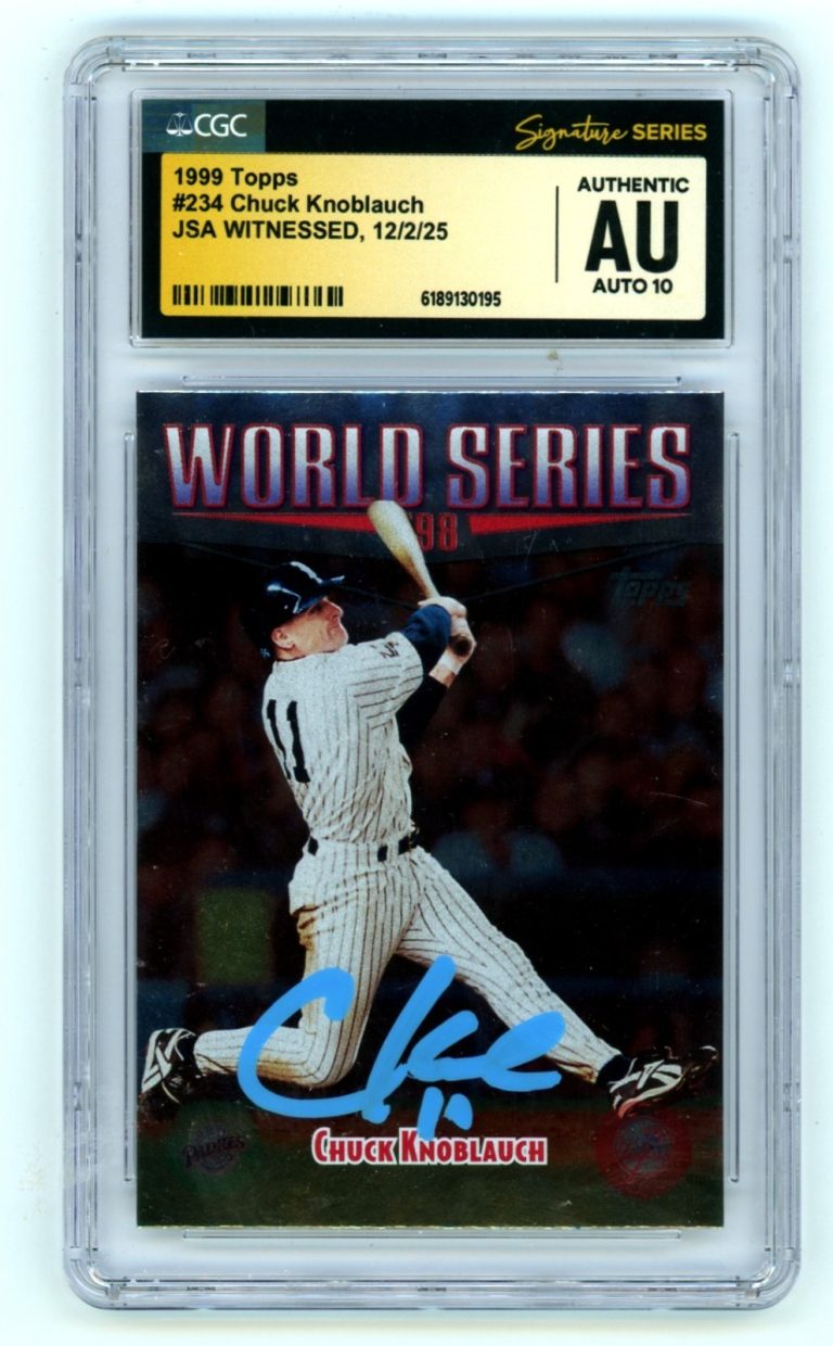 Chuck Knoblauch 1999 Topps #234 98 World Series Signed JSA CGC Authentic 10 Auto