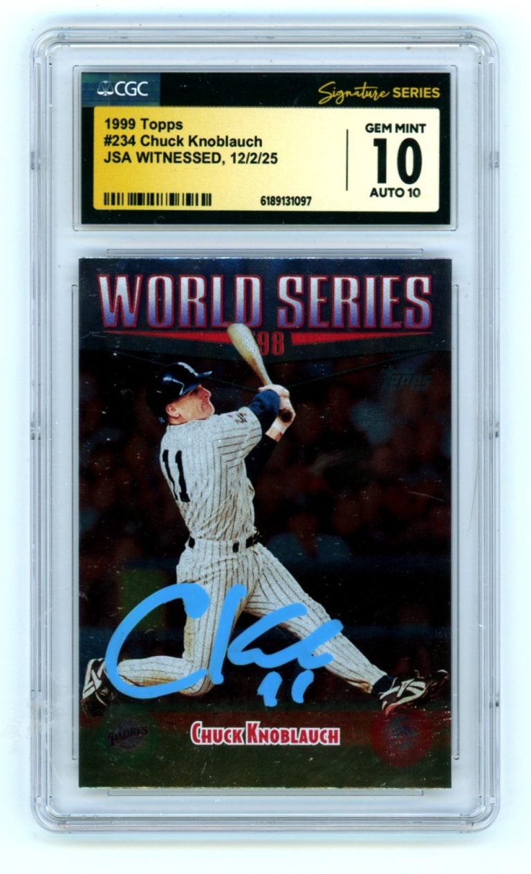 Chuck Knoblauch 1999 Topps #234 98 World Series Signed JSA CGC 10 10 Auto
