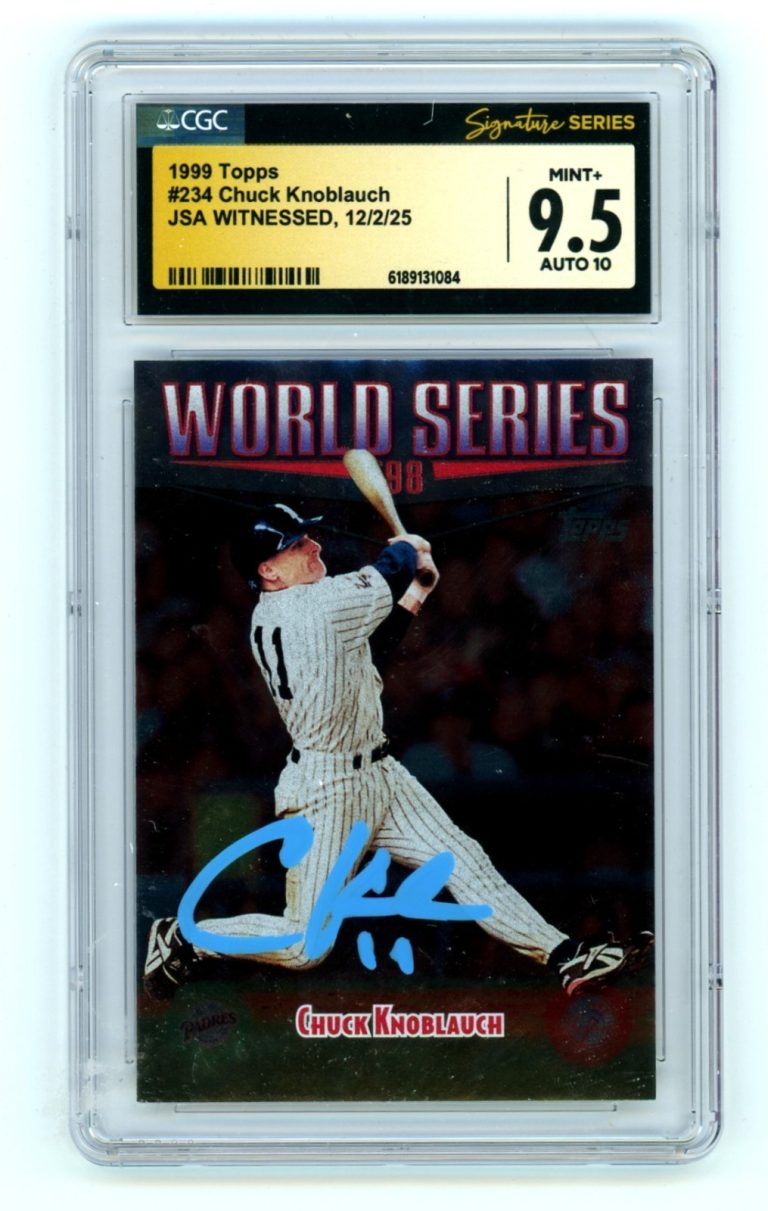 Chuck Knoblauch 1999 Topps #234 98 World Series Signed JSA CGC 9.5 10 Auto