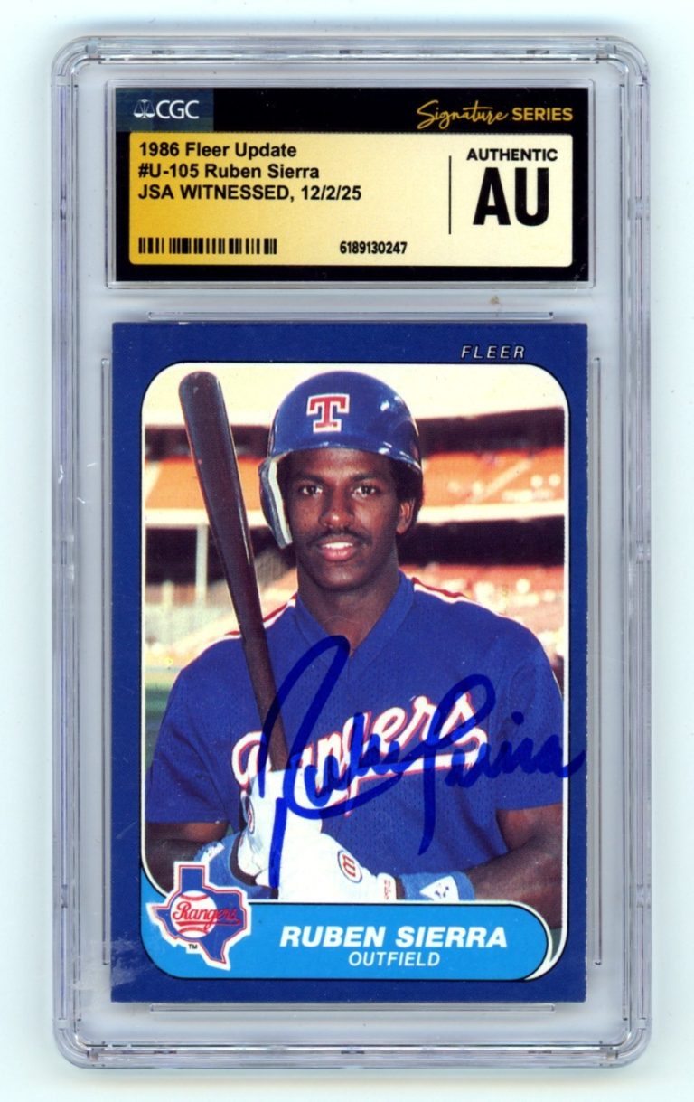 Ruben Sierra 1986 Fleer Update #U-105 Signed Rookie RC JSA CGC Authentic Rangers