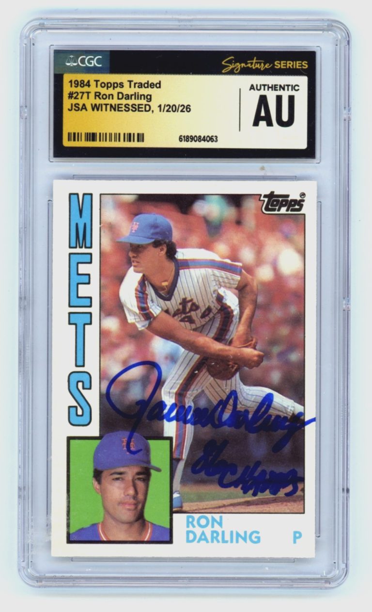 Ron Darling 1984 Topps Traded 27T  RC w/ 86 Champs Signed JSA CGC Authentic