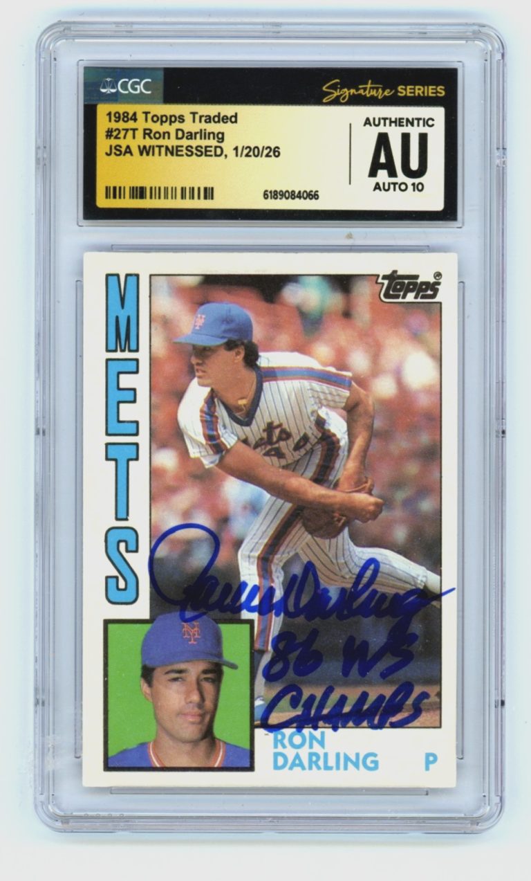 Ron Darling 1984 Topps Traded 27T  RC w/ 86 WSC Signed JSA CGC Authentic 10 Auto