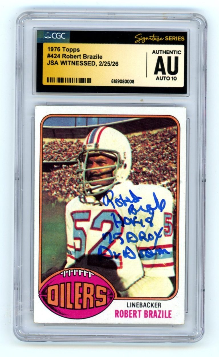 Robert Brazile 1976 Topps Signed Rookie RC w/ 3 Insc. JSA CGC Authentic 10 Auto