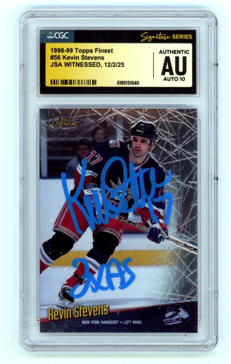 Kevin Stevens 1998-99 Topps Finest SIgned w/ Insc. JSA CGC 9 10 Auto Rangers