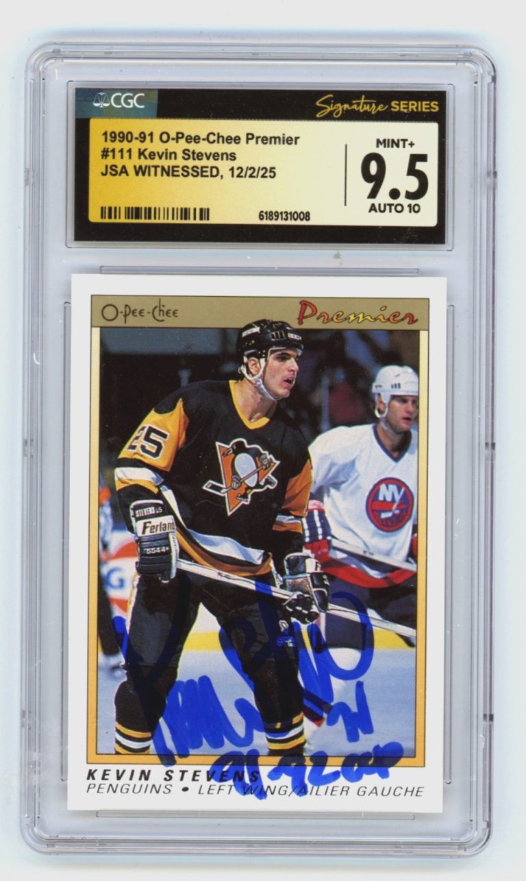 Kevin Stevens 1990-91 O-Pee-Chee Premier Signed RC JSA CGC 9.5 10 Auto