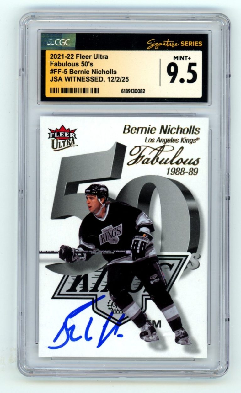 Bernie Nicholls 2021-22 Fleer Ultra Fabulous 50's Signed JSA CGC 9.5 LA Kings