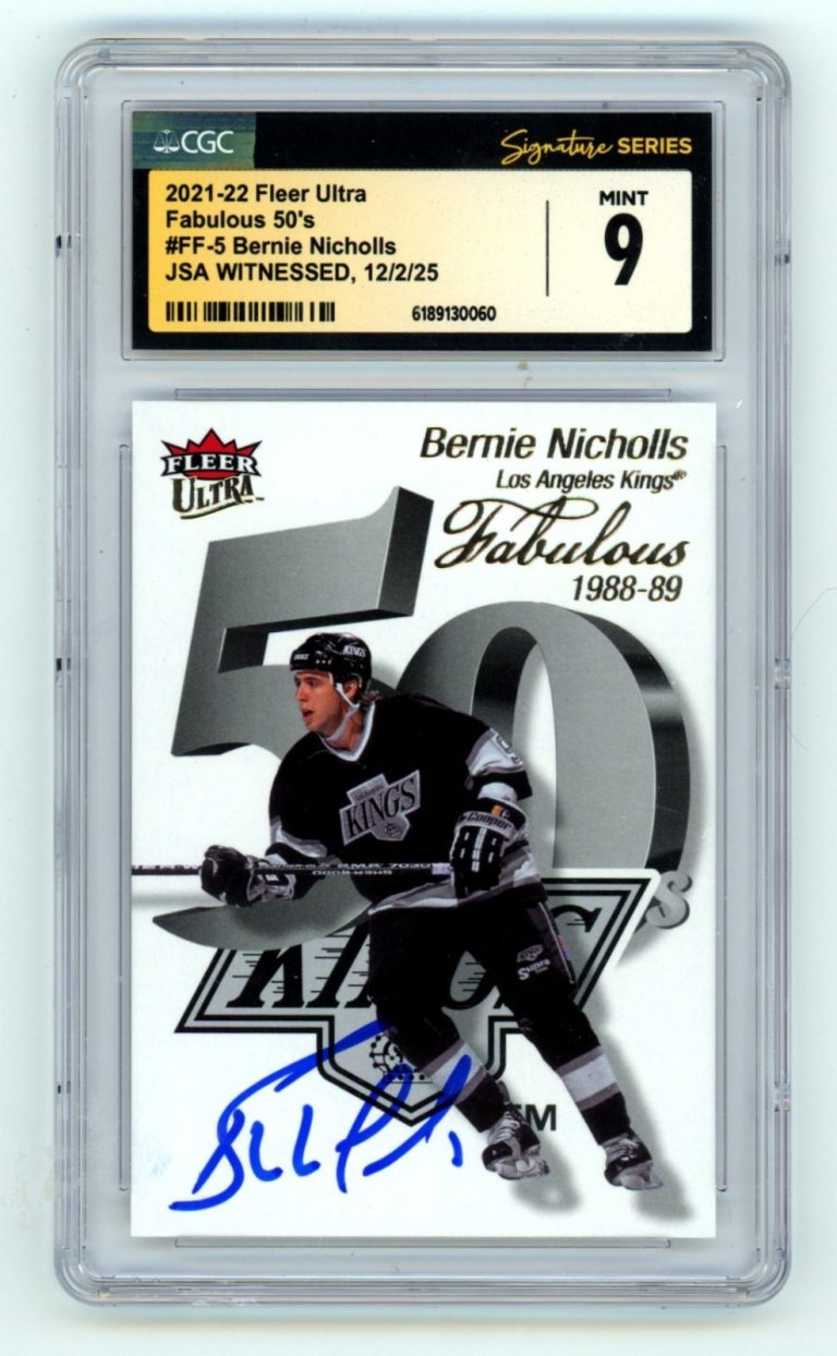 Bernie Nicholls 2021-22 Fleer Ultra Fabulous 50's Signed JSA CGC 9 LA Kings