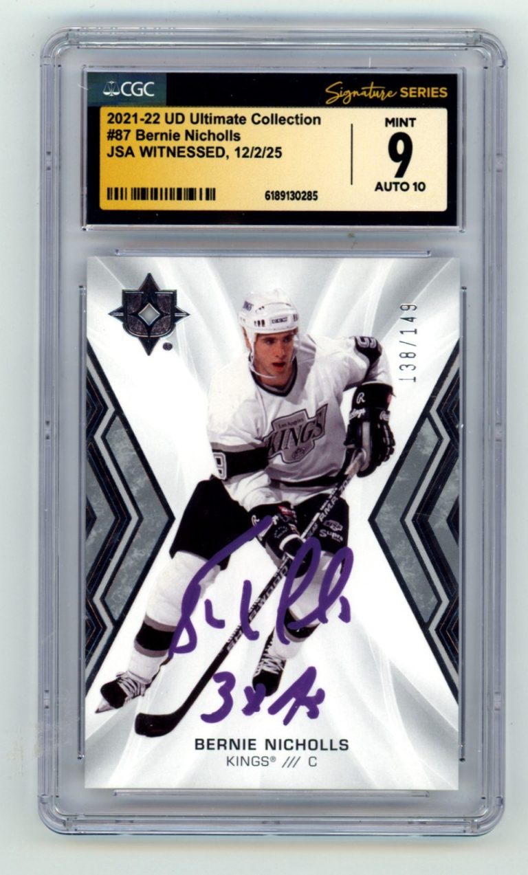 Bernie Nicholls 2021-22 UD Ultimate Collection Signed Ins /149 JSA CGC 9 10 Auto