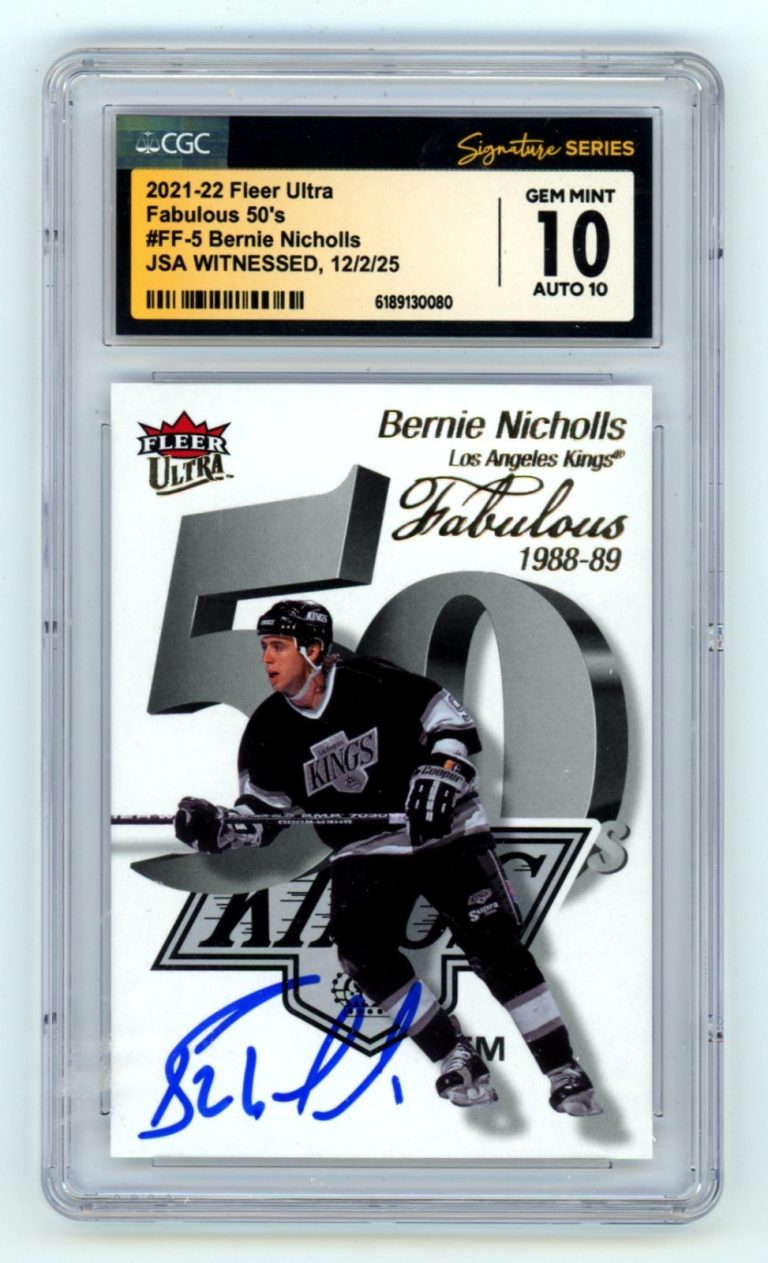 Bernie Nicholls 2021-22 Fleer Ultra Fabulous 50s Signed JSA CGC 10 10 Auto Kings