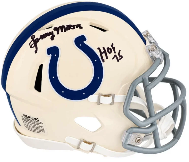 Lenny Moore Signed Colts RETRO Riddell Speed Mini Helmet w/HOF'75 (SCHWARTZ COA)