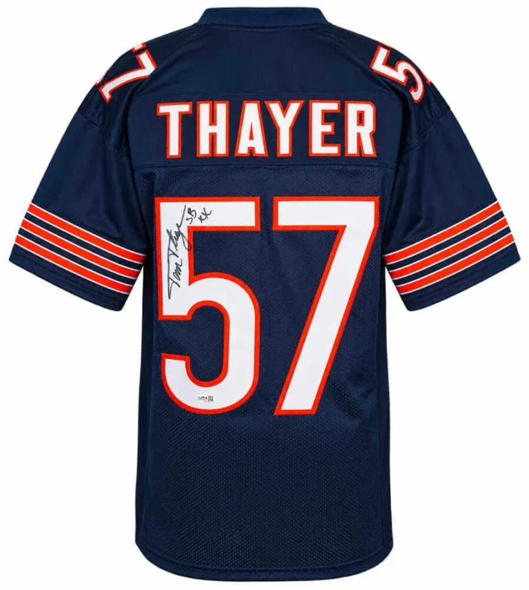 Tom Thayer (BEARS) Signed Navy Custom Football Jersey w/SB XX - (JSA COA)