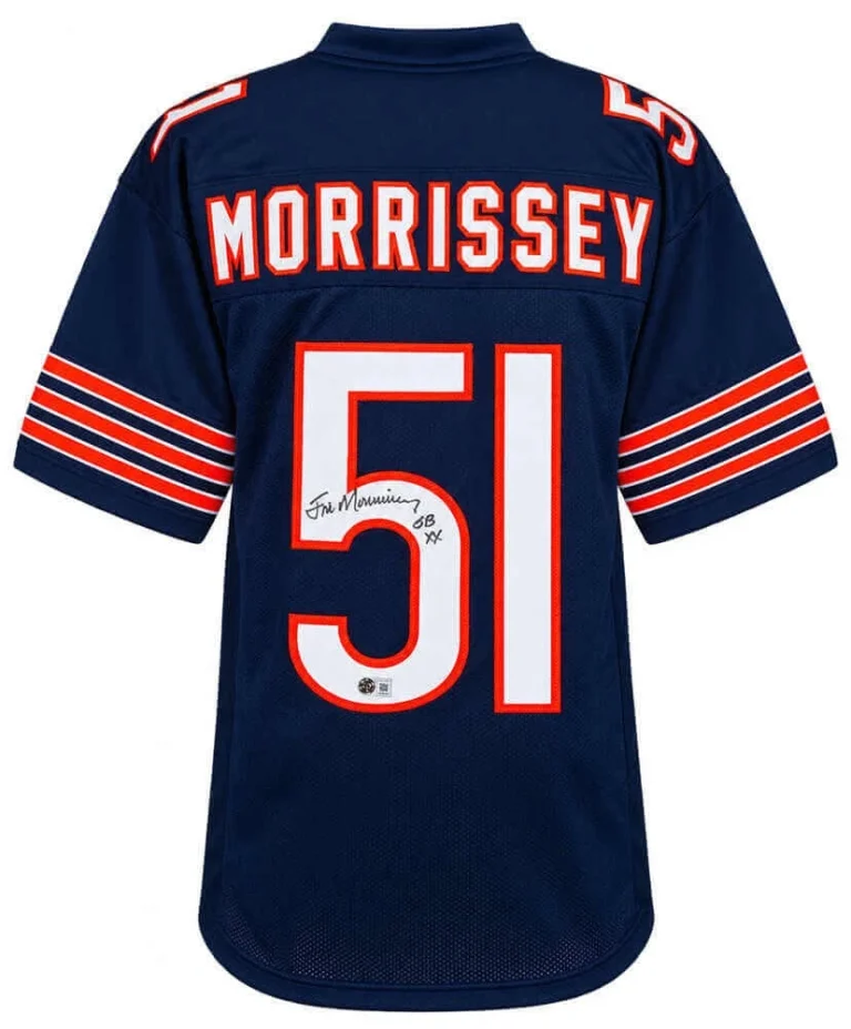 Jim Morrissey (BEARS) Signed Navy Custom Football Jersey w/SB XX - (BECKETT COA)