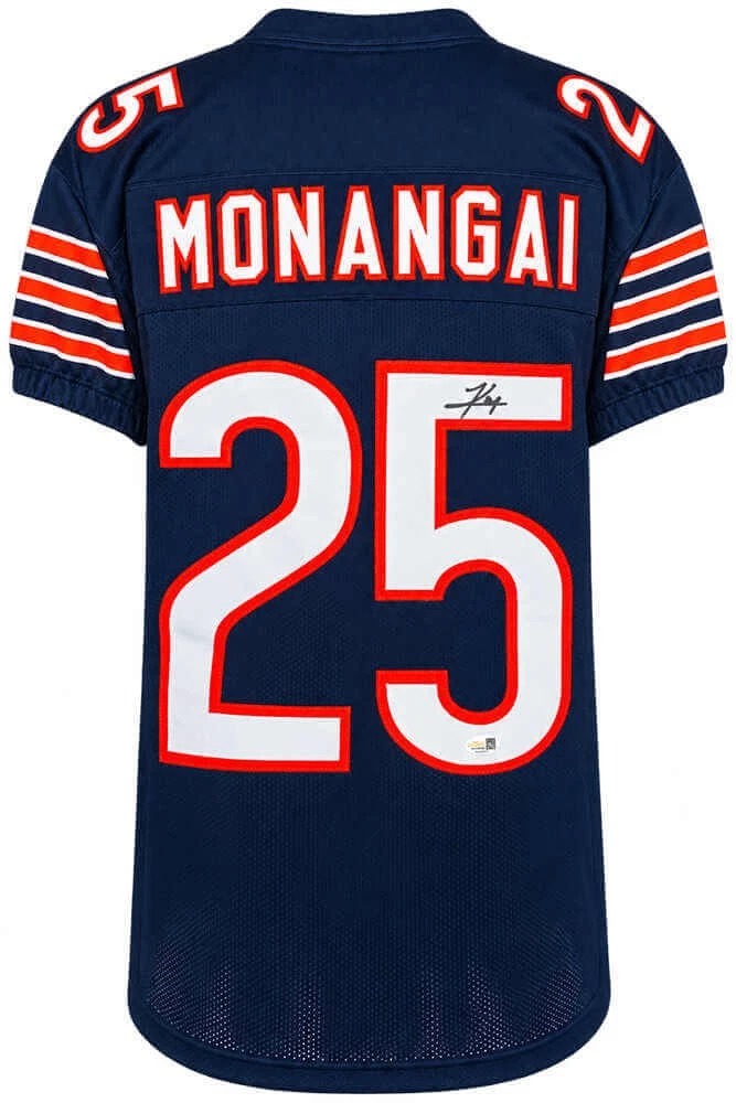 Kyle Monangai (BEARS) Signed Navy Custom Football Jersey - (JSA COA)