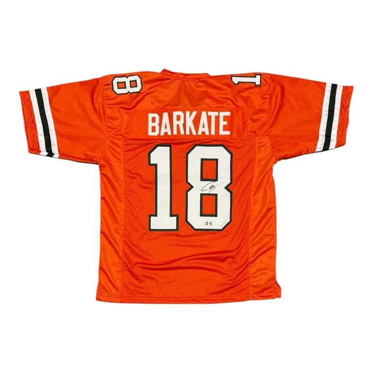 Cooper Barkate Signed Miami Hurricanes Orange Custom Jersey Beckett Wit. BAS COA