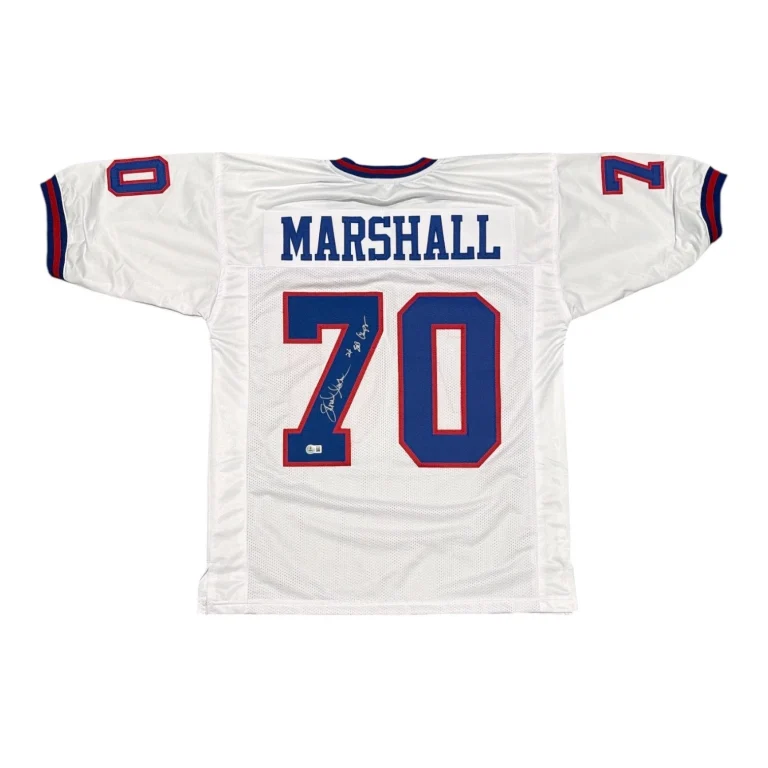 Leonard Marshall Signed Giants Custom Jersey w/ 2x SB Champs Beckett Wit BAS COA