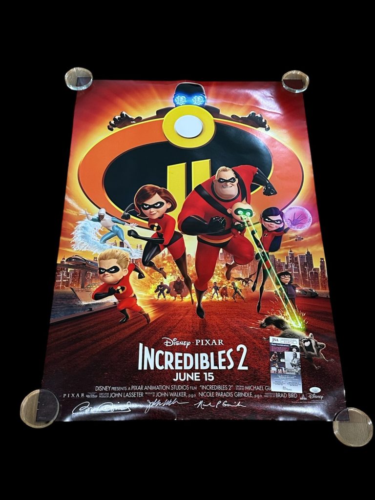 Brad Bird Nicole Paradis Grindle +1 Incredibles 2 Signed Autograph Poster JSA